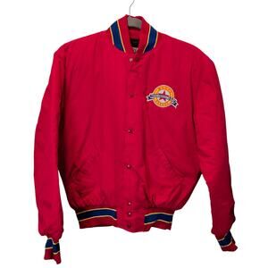 Vtg Neff Sz L Macy's Thanksgiving Day Parade Performance Team Quilted Jacket Red